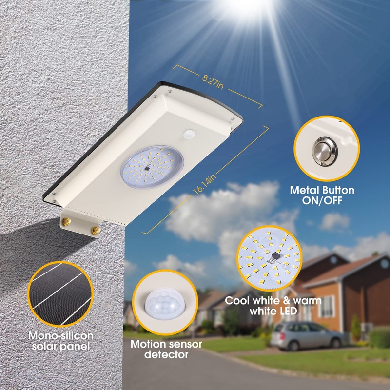 Malitupy Solar Street Lights Outdoor, Cool White/Warm White Solar Street