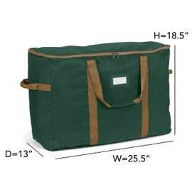 Covermates Keepsakes Adjustable Ornament Storage Bag – Heavy-Duty Polyester, Padded Dividers & FlexGrid Trays – Protective Holiday Ornament Organizer with Handles & Label Window, Green