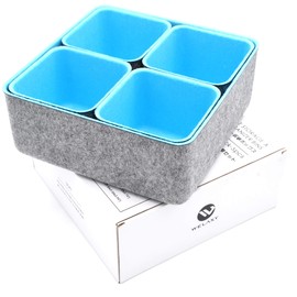 Welaxy Storage bins Set Office Drawer Organizers for School Home Kitchen Closet Cabinet Desk organize boxes Pack of 5 (Sky Blue)