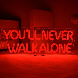 ineonlife You'll Never Walk Alone Neon Sign, Girls LED Sign for Wall Decor, Letter LED Lettering Sign for Girls, Travel Offices, Gaming, Party, Gift