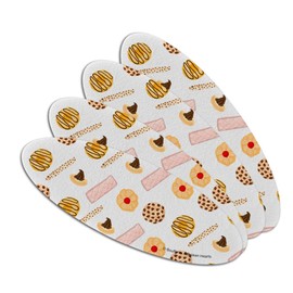 Delicious Cookies Desserts Pattern Double-Sided Oval Nail File Emery Board Set 4 Pack