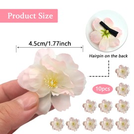 FOSDICK 10Pcs Pink Sakura Flower Hair Clips, Mini Flower Hair Pins for Women Girls Wedding Daily Hair Accessories, Floral Hair Clips With Cherry Blossom Design
