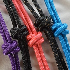 Knotty Girlz 4 Knot Horse Rope Training Halter - 3/16" (5mm) Very Thin! Stiff Polyester Halter Rope (Purple, Small)