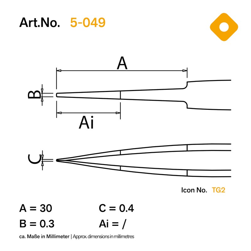 BERNSTEIN SMD Tweezers 110 mm Super Tip Rustproof Antimagnetic Matte