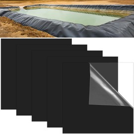 Sibosen 5 Pcs 8 x 8 Inches Pond Liner Repair Patch Self-Adhesive EPDM Liner Repair Patch Kit Thickened EPDM Pond Liner Seam for Garden Pond Patch Cover Liner Repair