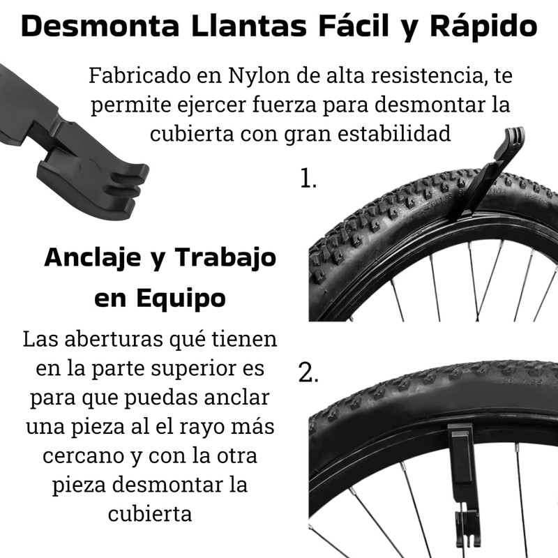 Palancas Quita Llantas Espatulas Desmontables para Bici 3 en1 /