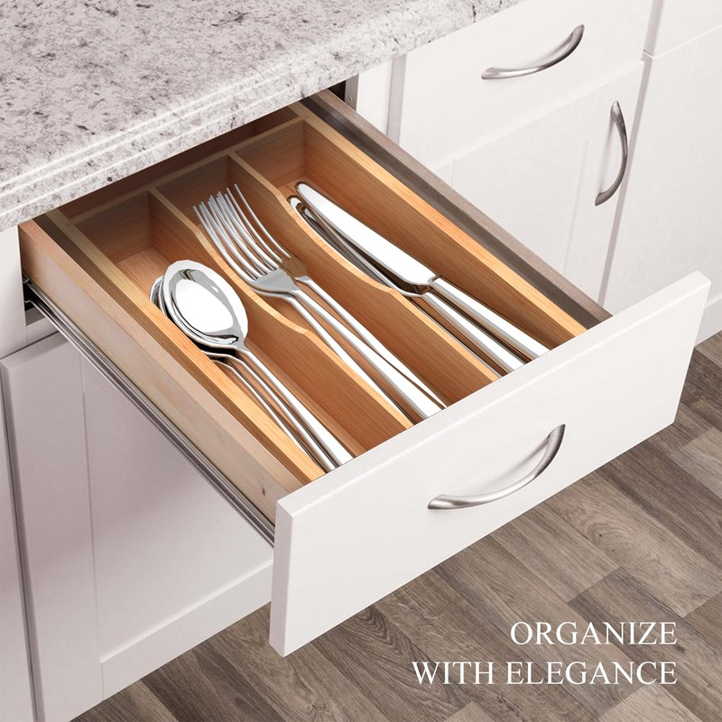 BEKVEM Small Silverware Organizer, Bamboo Kitchen Drawer Organizer, Utensil Holder,
