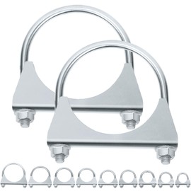 Swpeet 2Pcs Galvanized 3" - 76mm Exhaust U Clamp Kit, Galvanized Muffler U-Bolt Clamps, Universal Heavy Duty U-Bolt Muffler Clamp Ideal for Tip Pipes Connection