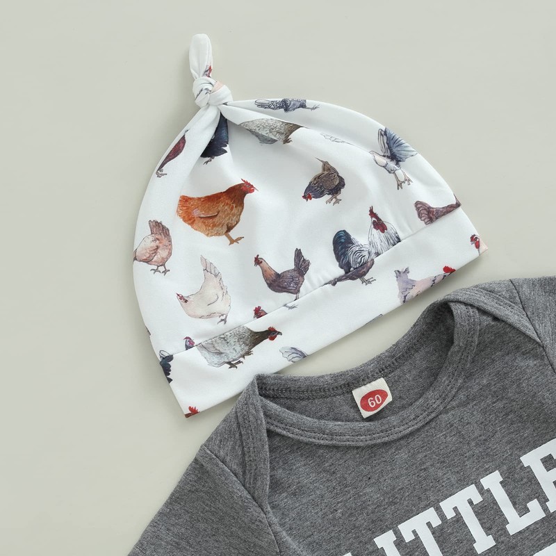 Baby Layette Set Infant Boy Farm Animals Bodysuit Clothes Letter