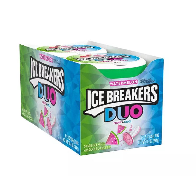 ICE BREAKERS DUO Watermelon Flavored Sugar Free Breath Mints, 1.3
