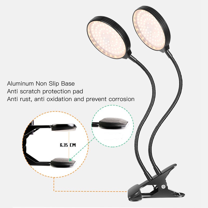 Plant Grow Light Timing 5 Dimmable Levels Waterproof Dual Head