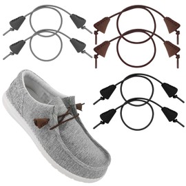 UamGlsob 3 Pairs Elastic Shoe Laces for Shoes, Bungee Stretchy Shoelaces No Tie, Shoe Strings Replacement Stretch Speed Laces (Black+Grey+Brown, 14"/35cm)