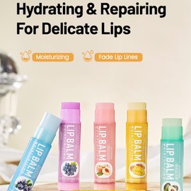 Lip Balm Set, Flavoured Lip Balms with Vitamin E and Honey, Moisturising Lip Balm Multipack, Protect & Hydrate Beewax Lip Balm Stick, Lip Moisturiser, Lip Gloss Sets for Teenage Girls