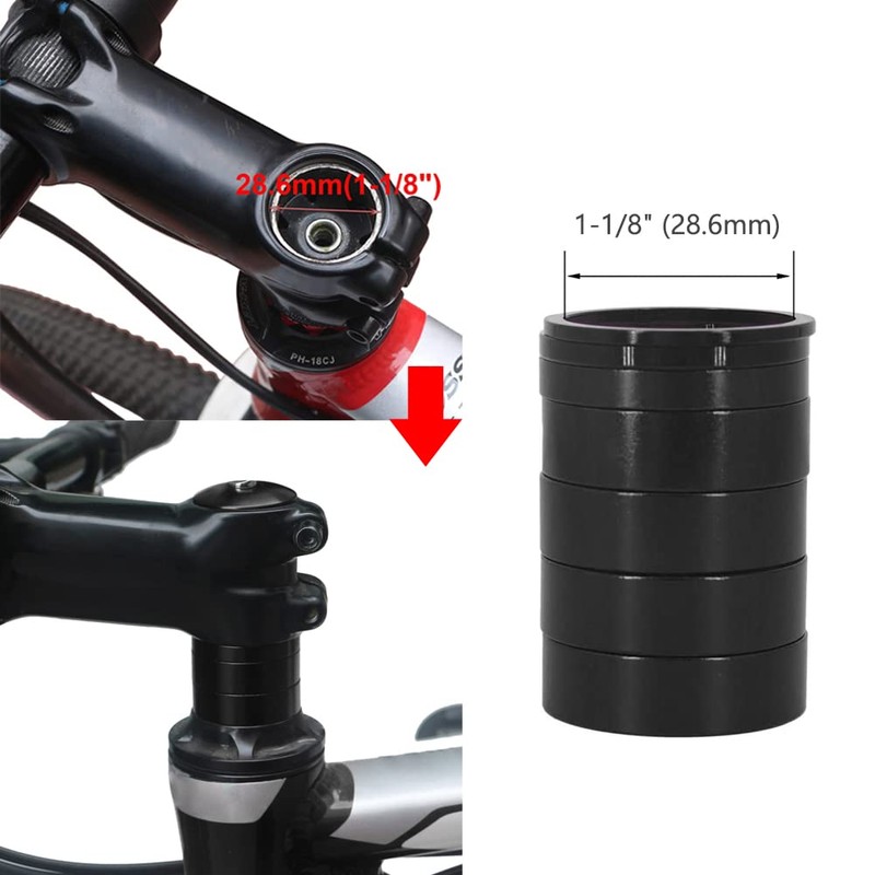 Saipor 9PCS Aluminium Alloy Bicycle Headset Spacer 1-1/8 inch Bicycle