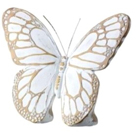 The Bridge Collection 7.5" White Washed Butterfly Figurines - White Home Decor - Butterflies for Cottage, Spring, or Garden Decor