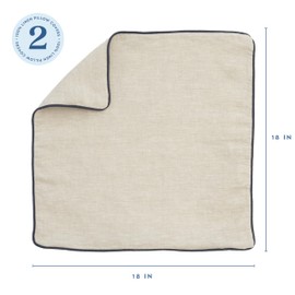 ELYN Linen Pillow Covers, Set of 2, Ultra Soft, Decorative Throw Pillow Covers, 18x18 inches, Made with 100% European Flax Linen, Perfect for Any Home, Living Room or Bedroom Décor (Linen/Navy)