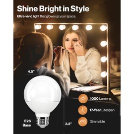 Sunco 8 Pack G25 LED Light Bulbs, Globe Vanity Lights for Bathroom High Output, 1000 LM, 11W (100W Equivalent), 2700K Soft White, Dimmable, E26 Base, Round Frosted Decorative Bulb UL.