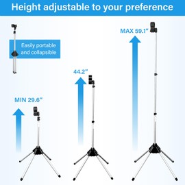 Shouken Adjustable Hands-Free Hair Dryer Stand Holder 360 Degree Rotation,Blow Dryer Holder Countertop With Non-Slip Tripod and Universal Clip