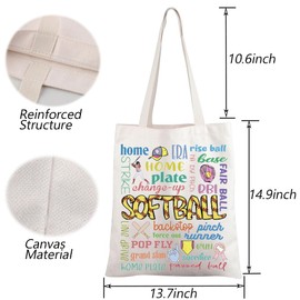 TGBJE Softball Tote Bag For Girls Softball Gifts Softball Lover Gift Softball Life Shopping Bag Softball Team Player Gift (C-softball tote)