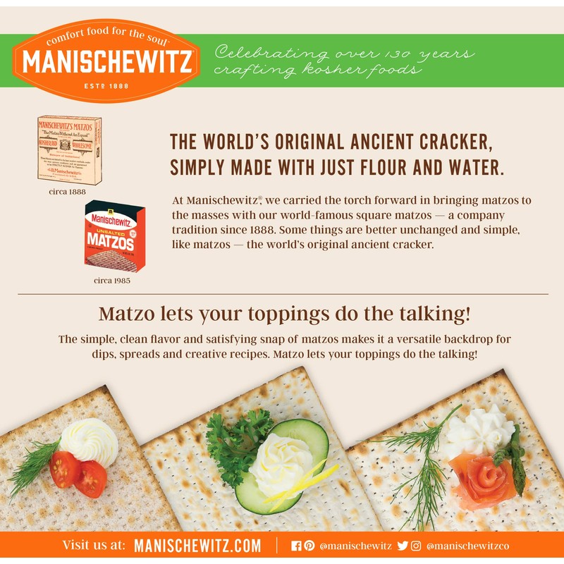 Manischewitz Egg & Onion Matzo 10oz (2 Pack) Crisp &
