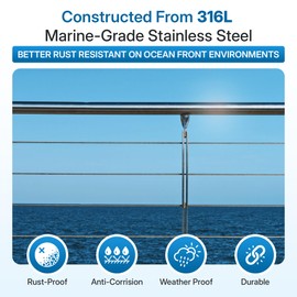 Wykcon 316L Stainless Steel Wire Rope - 300ft - 3/16 Stainless Steel Cable Railing - 1 x 19 Strand Core - Deck Railing Cable de Acero Garden Trellis Fencing Cable de Acero inoxidable 5 mm