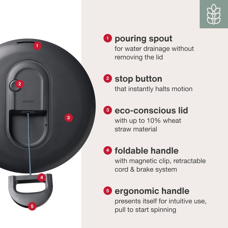 Zyliss Easy Spin Salad Spinner - Fruit & Veggie Dryer