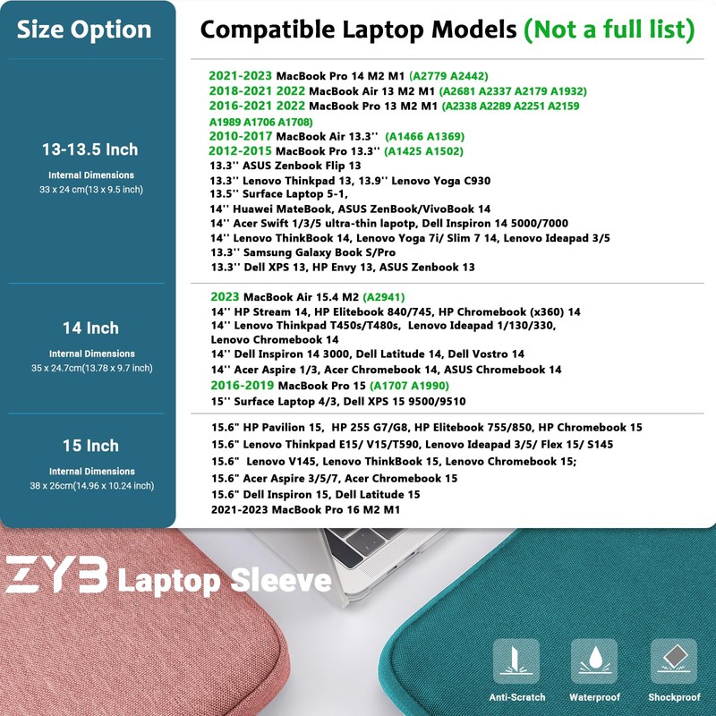 ZYB Laptop Sleeve 13,3 Inch,Waterproof Sleeve Case for MacBook Air