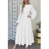 MITILLY Women's Elegant Floral Long Sleeve Round Neck Smocked A-Line