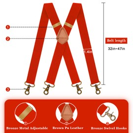 AYOSUSH Mens Suspenders with Swivel Hooks Red Adjustable Business Wedding Braces