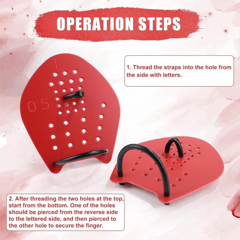 NQEUEPN Swimming Paddle Hands, Paddles Equipment Lightweight Medium, red