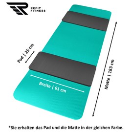 PainProtect SmartCell NBR Yoga & Fitness Pad Comfort Mini 25 x 61 x 1.5 cm Small Non-Slip Protection Protector REFIT FITNESS Mat Sports Gymnastics Knee Fitness Mat Turquoise Set of 2