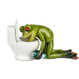formano Frog in front of the toilet 14 x 8 cm - funny hand-painted decorative figure polyresin from the popular Froschhausen series - original gift idea for collectors and humour fans
