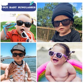 Hycredi Flexible Polarized Baby Sunglasses with Strap for Newborn Infant Boys Girls Age 0-24 Months-White/Purple Red Mirrored + Matte Purple/Purple Mirrored