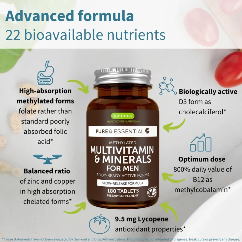 Igennus Multivitamínico Metilado Para Hombres 180 Tabletas