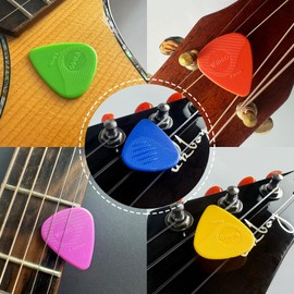 WINGO Guitar Picks with Grip Stamped, Non Slip Textured Picks 5 Pack (073, 088, 1.0, 1.25, 1.5mm) for Acoustic Electric Guitars Bass -Colorful