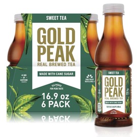 Peak Gold Peak Sweet Tea, Real Brewed, 16.9 fl oz Bottles, 6 Pack