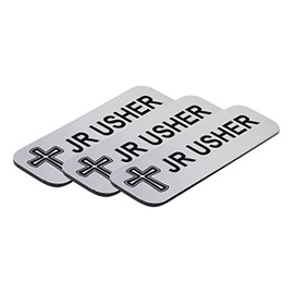 Jr Usher 1 x 3 Name Tag/Badge, Silver, Cross Design (3 Pack)