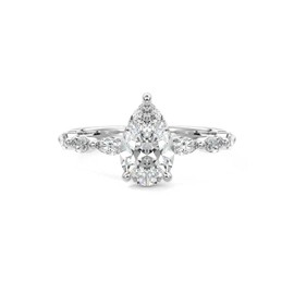 FYBIOD White Gold Plated 2.3 Carat (ctw) Pear Cut Moissanite Engagement Rings for Women Sterling Silver D Color Moissanite Pear Shaped Promise Ring Size 9.5