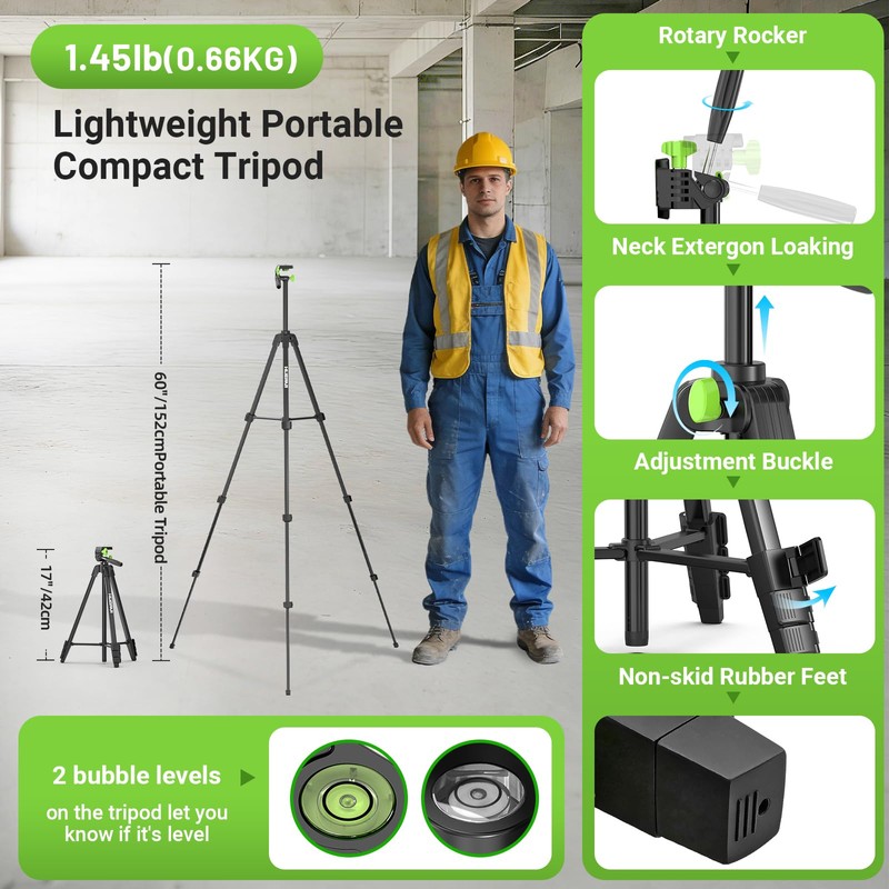 Huepar Self Leveling Laser Level with 60" Tripod U011G