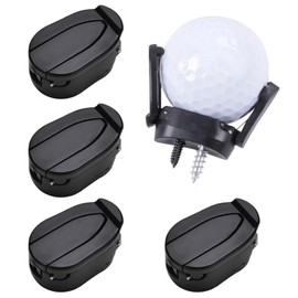 Huakaile 5 Pcs Golf Ball Picker Upper for Putter, Universal Putter Ball Retriever Grabber, Back Saver Golf Ball Pick Up Suction Cup, Foldable Claw Sucker for Putter Grip Golfer (Black)