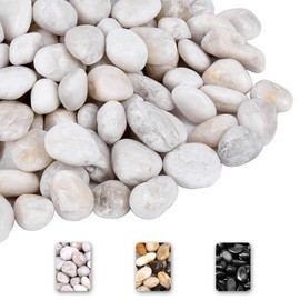 GRISUN 15LB White Rocks for Garden Landscaping, 1-2 Inch Polished Decorative Stones, Natural River Rocks for Plants Aquarium Fish Tank Vases Filler Outdoor and Indoor Pebbles
