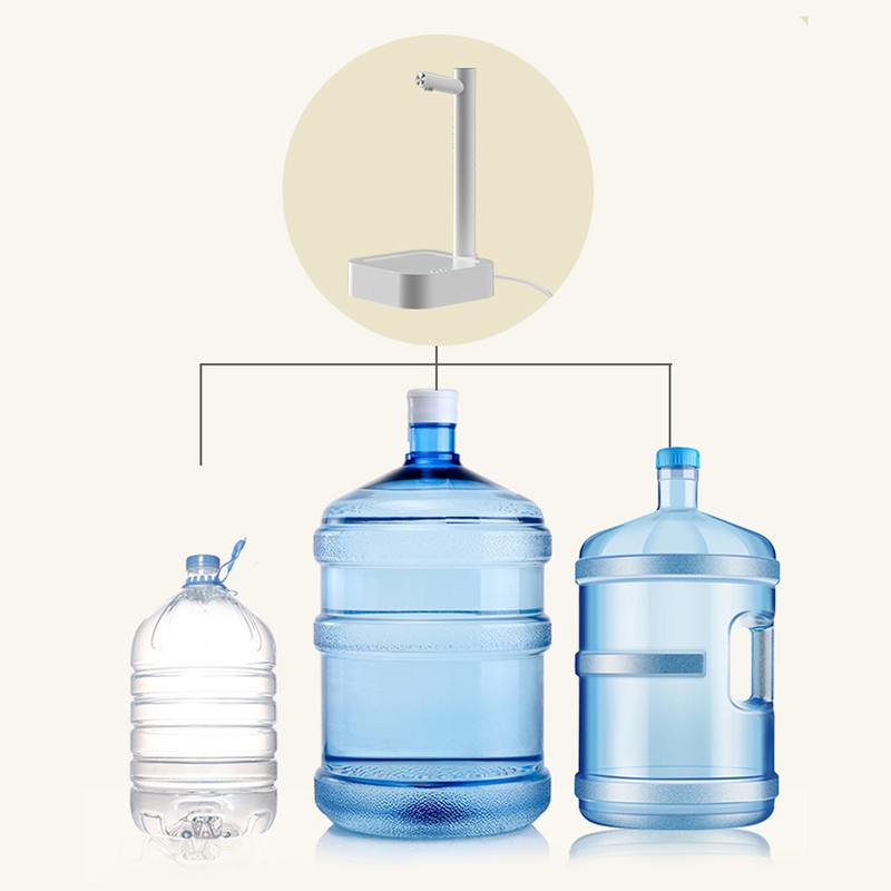 Desktop Water Bottle Dispenser White Extended Hose Low Noise Automatic