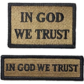 Ranger Return In God We Trust Morale Tactical and Tab Patch Hook and Loop Fasteners Backing - Coyote Tan