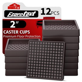 Ezprotekt Non Slip Furniture Pads, 12 Pcs 2" Anti Slip Rubber Caster Cups, Anti Skid Furniture Coasters for Hardwood Floors, No Slide Furniture Gripper, Furniture Stoppers to Prevent Sliding (Brown)