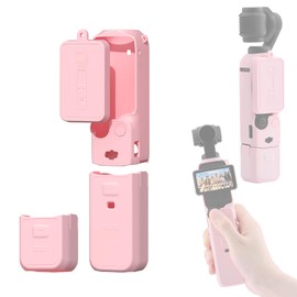 CAPART Silicone Protective Sleeve for DJI OSMO Pocket 3 Creator Combo, Scratch-Proof Protective Cover Skin of Body | Screen | 1/4" Thread Handle | Battery Handle (Pink)