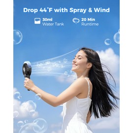 SWEETFULL Misting Fan Portable - 180° Foldable Handheld Personal Fan with Mist Spray, 3 Speeds, 30ml Water Tank, USB Rechargeable for Travel, Outdoors, Makeup, Camping, Home, and Office Use