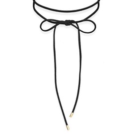 Elli Women's Choker Necklace Bow Trend Blogger with Suede Black in 925 Sterling Silver, Sterling Silver, None
