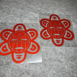 Car Stickers for Taino Sun Symbol Decal Puerto Rico Flag Decal Auto Bumper Vinyl Tool Box Graffiti Sticker 2PCS (150x138mm, Red)
