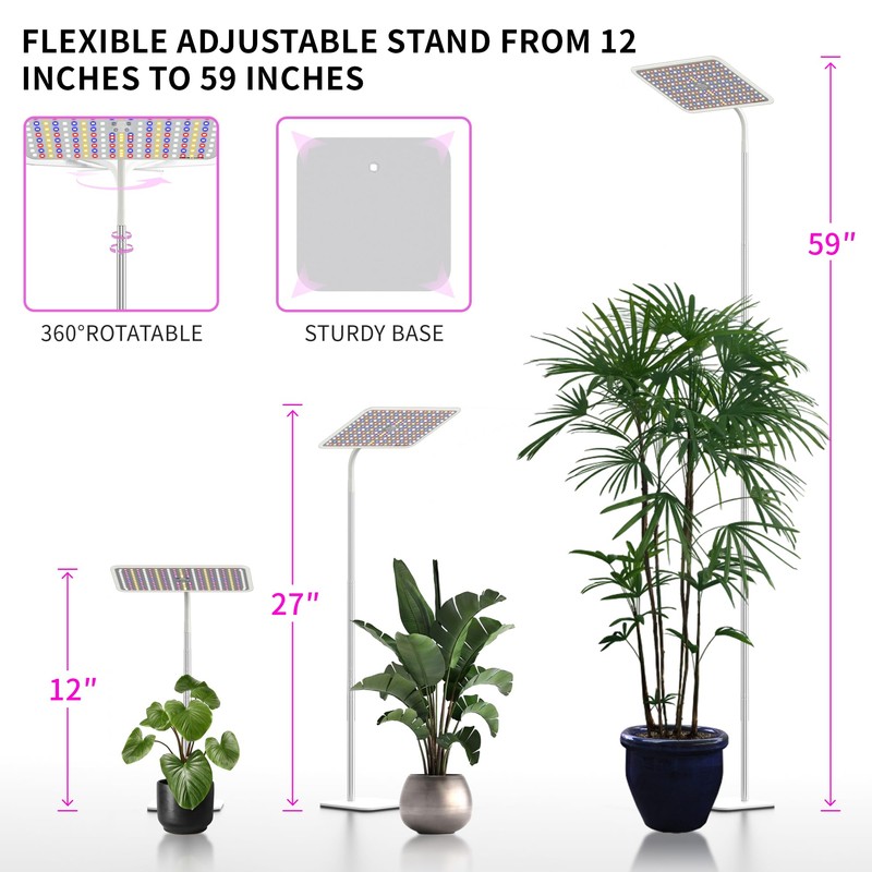 BESTVA 36W Grow Lights with Stand, Full Spectrum LED Plant