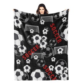 Soccer Blanket Gifts for Boys Kids Soccer Lovers, Sport Ball Print Soft Cozy Blanket for Couch Bed 50"X40"